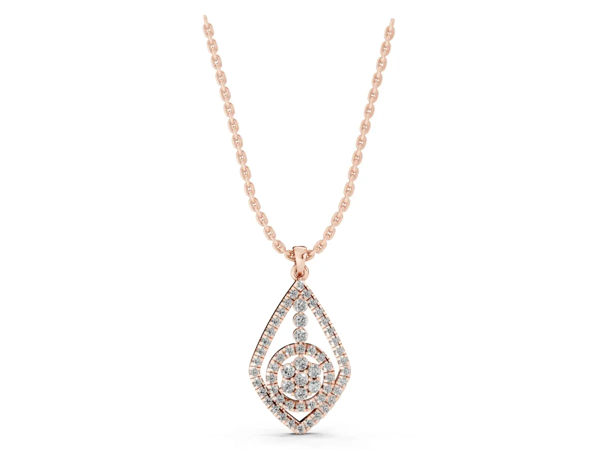 Diamond Halo Pendant with Pavé Setting Rose gold