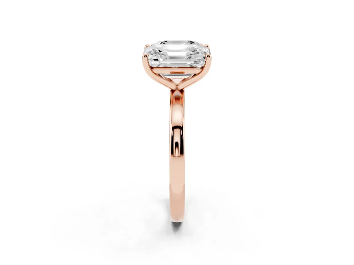 Asscher Cut and Emerald Cut Toi Moi Ring with Prong Setting Rose gold