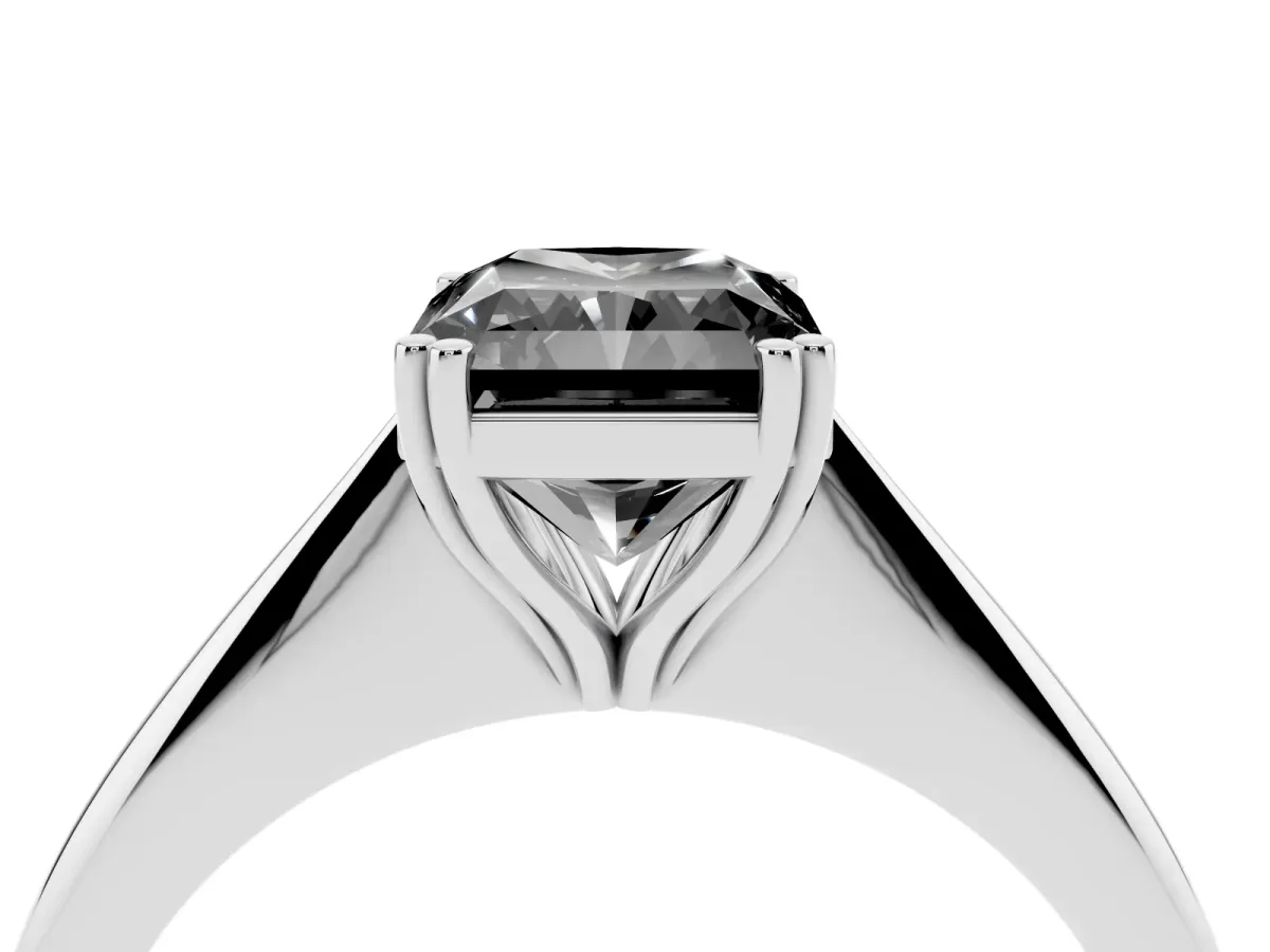 Fancy Black Radiant Cut Solitaire Diamond Ring with Six-Prong Setting and Classic Band Platinum