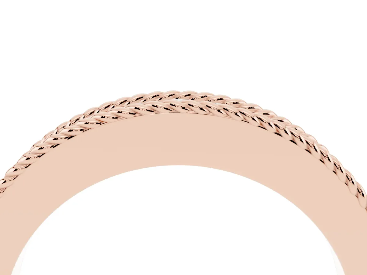 Channel Set Round Diamond Milgrain Edge Band Rose gold