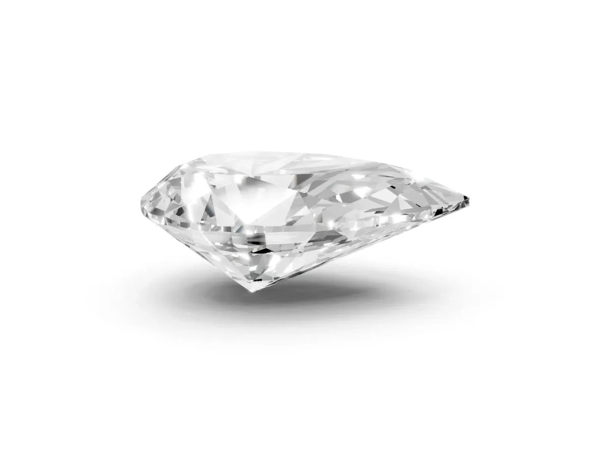 Pear Cut Diamond Ring with Marquise Side Stones and Prong Setting Yellow gold