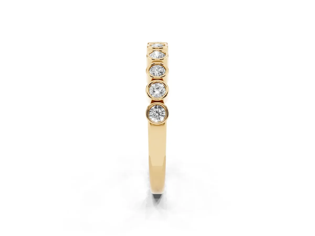 Bezel Set Round Diamond Eternity Band Yellow gold