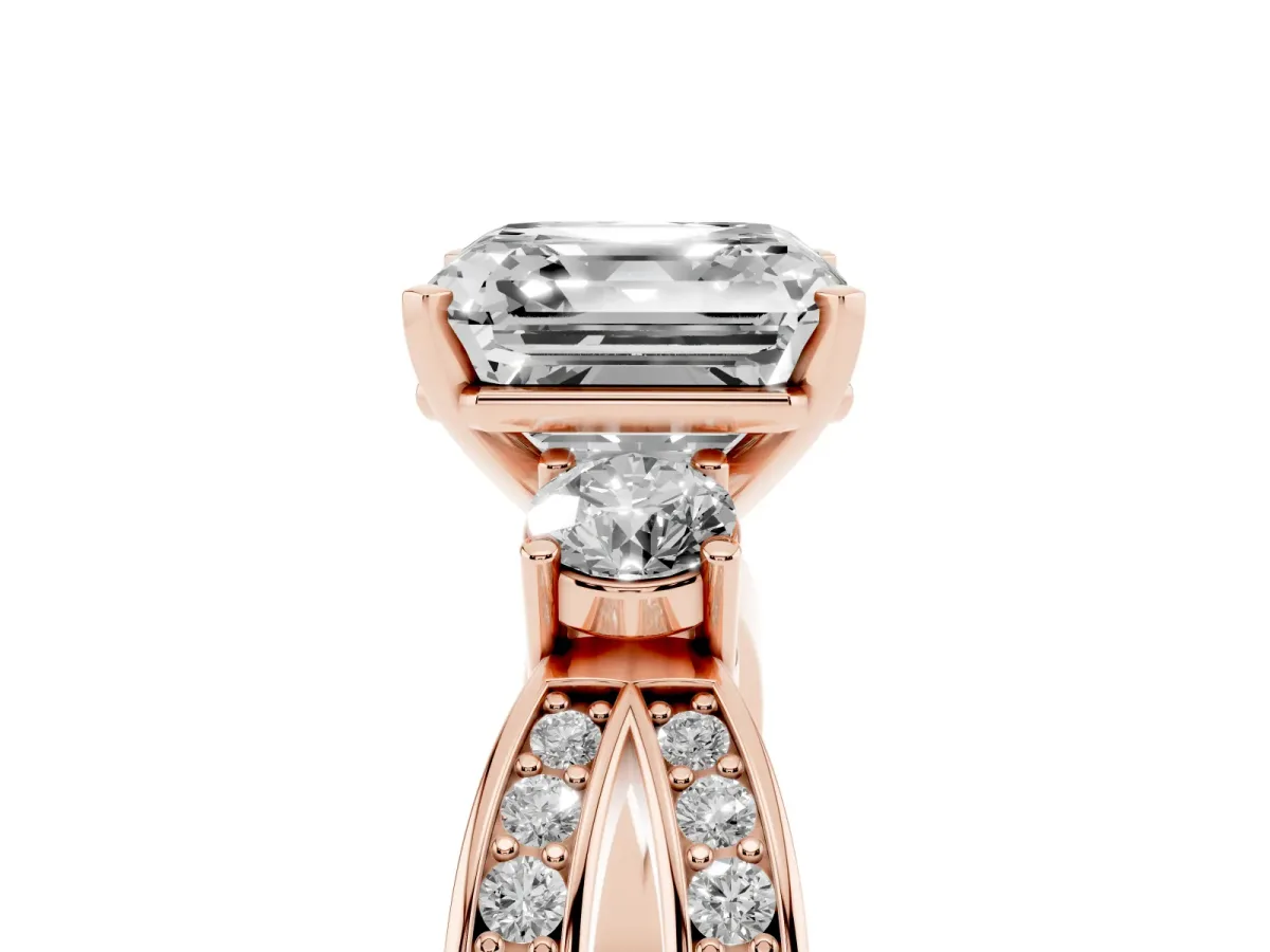 Three-Stone Asscher Cut Cut Diamond Twist Band with Prong Setting Rose gold