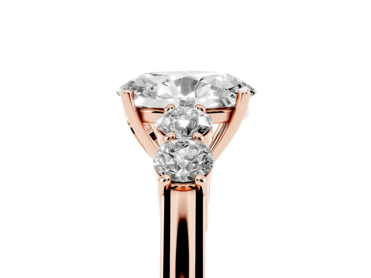 Oval Cut Cut Diamond Five-Stone Prong Set White Gold Ring Rose gold