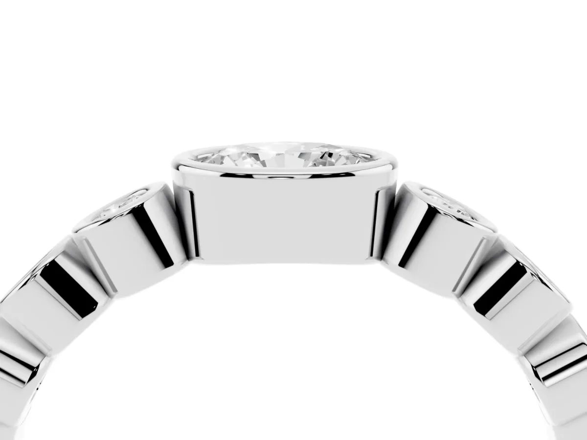 Bezel Set Oval Diamond Half Eternity Band Platinum
