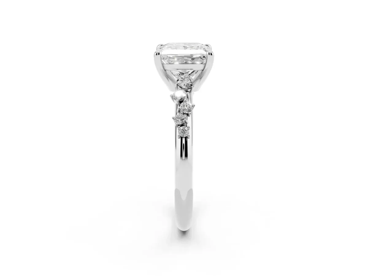 Princess Cut Cut Diamond Vine Band with Four-Prong Setting Platinum