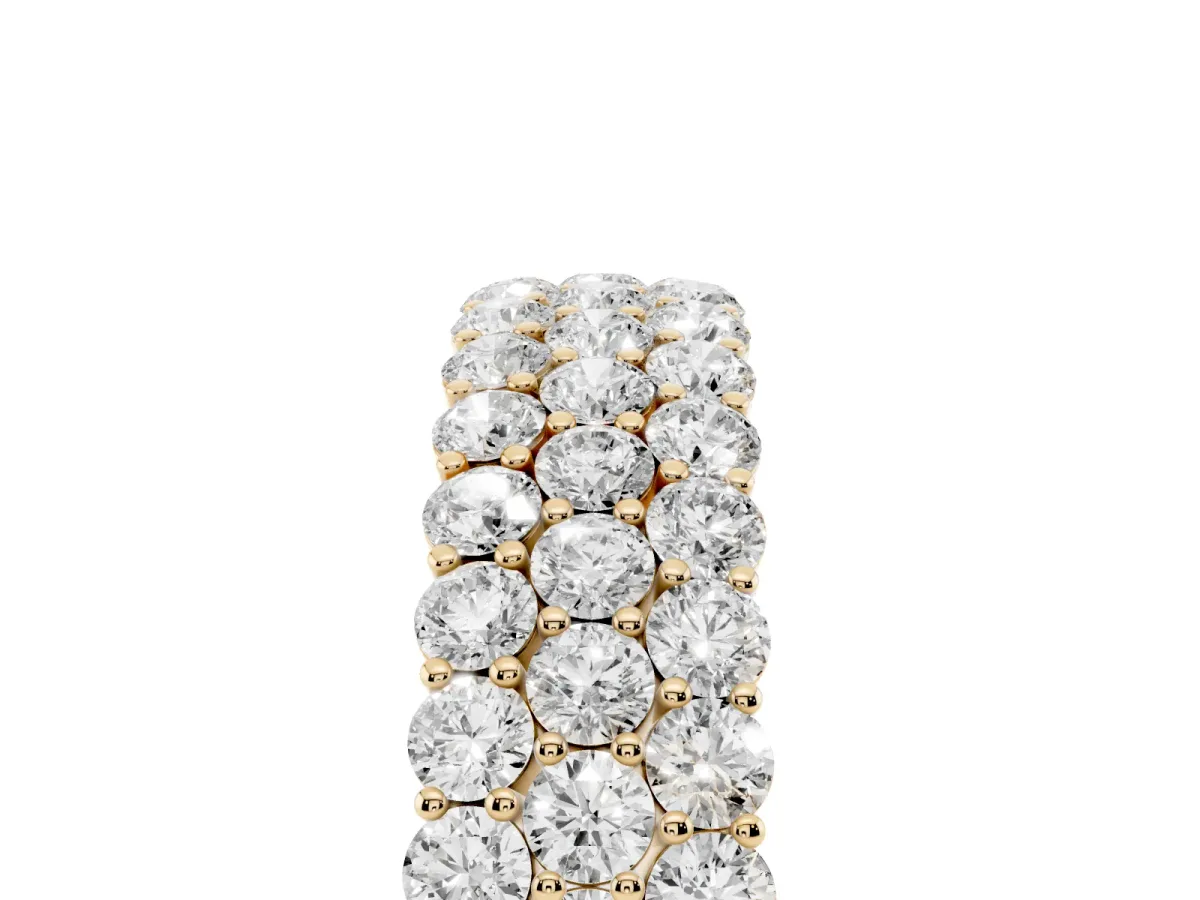 Round Diamond Checkerboard Pavé Promise Ring with Round Diamond Accents Yellow gold