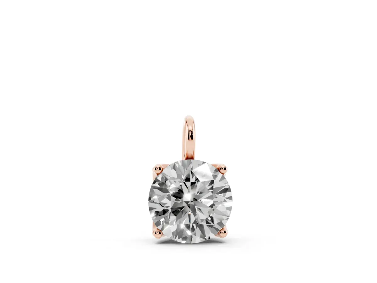 Round Solitaire Pendant with Four-Prong Setting Rose gold