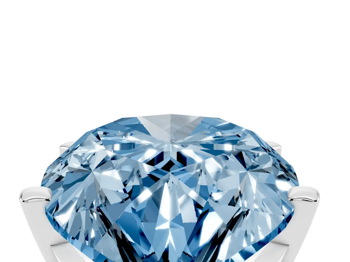 Fancy Blue Pear Cut Diamond Solitaire Ring with Prong Setting and Classic Band Platinum
