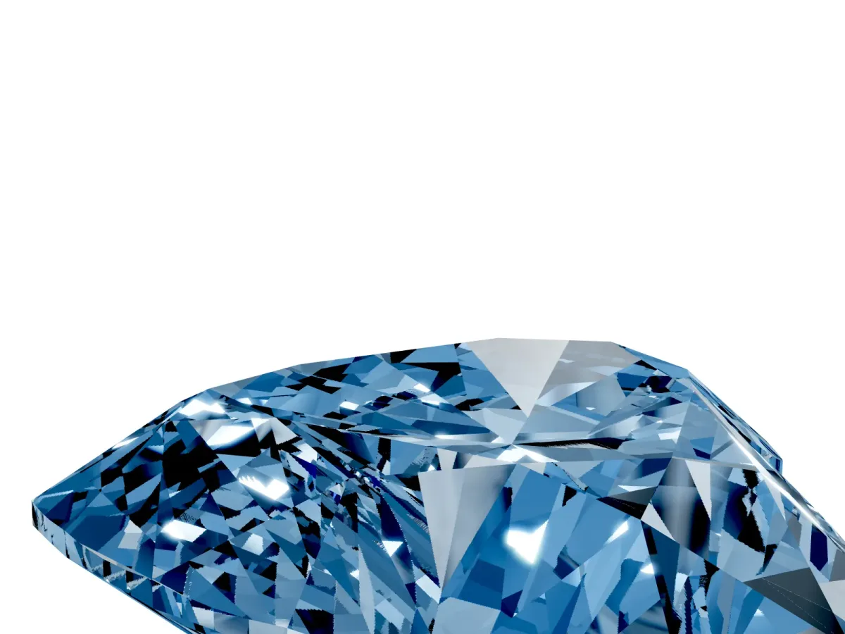 Fancy Blue Heart Cut Cut Double Halo Diamond Engagement Ring with Pave Band and Four-Prong Setting White gold