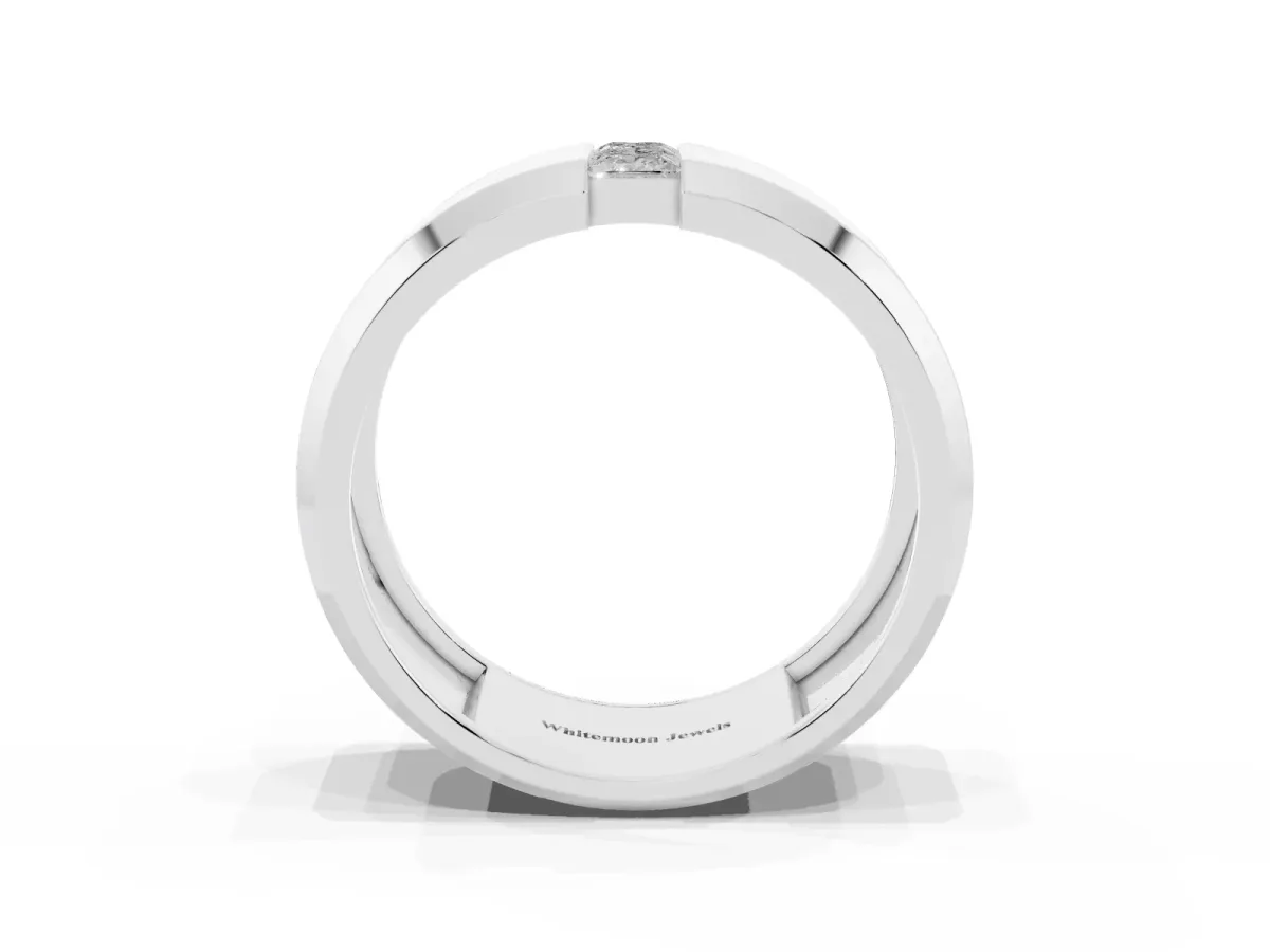 Princess Diamond Two-Stone Mens Band Platinum
