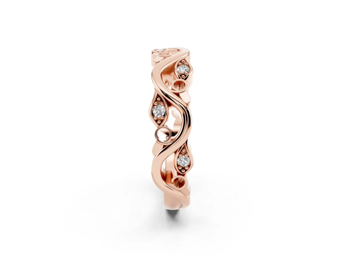 Marquise Diamond Vine Eternity Band with Bezel Setting Rose gold