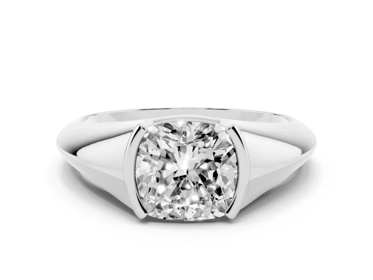 Cushion Cut Solitaire Tension Set Diamond Ring White gold