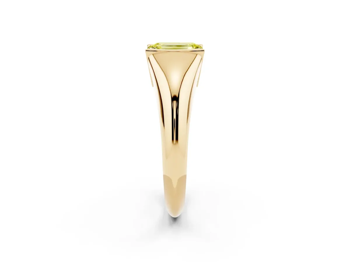 Fancy Yellow Emerald Cut Solitaire Tension Set Diamond Ring Yellow gold