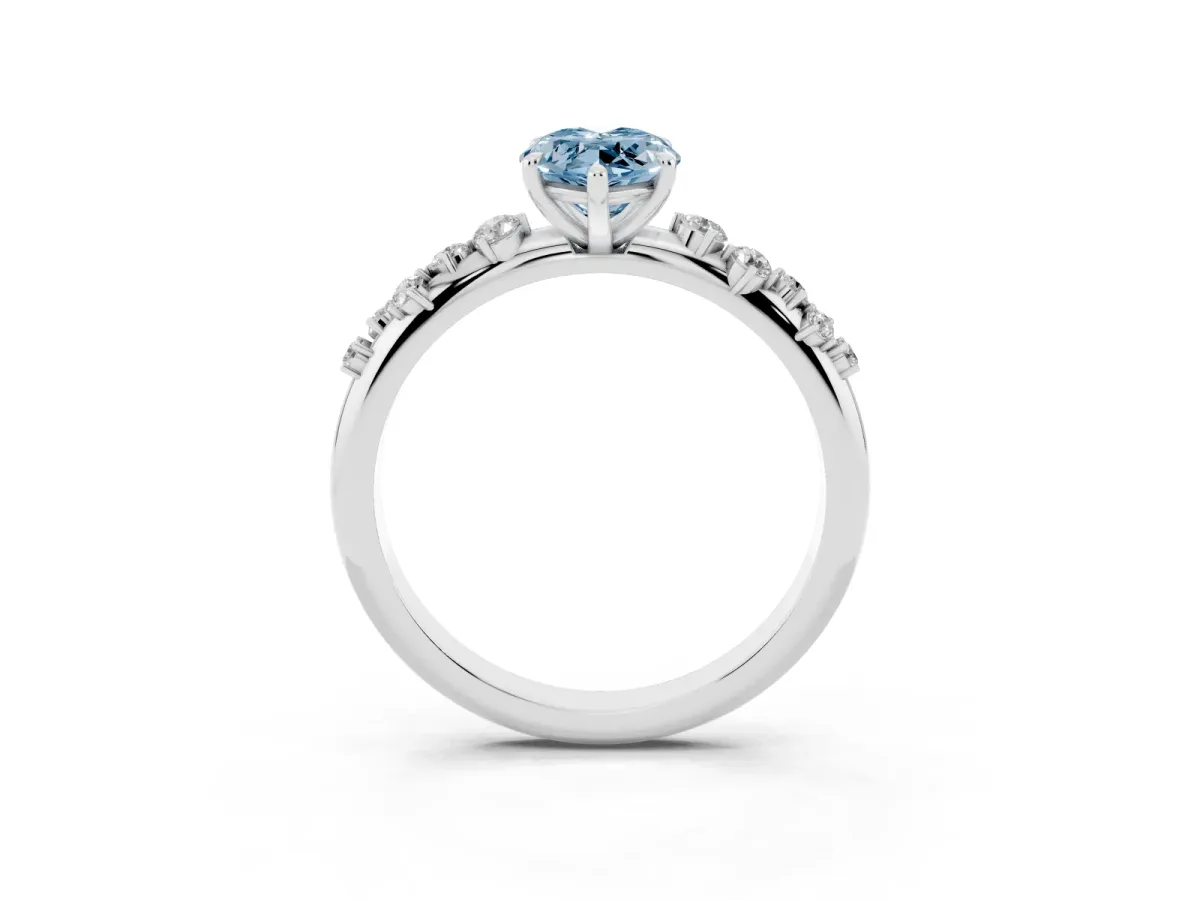 Fancy Blue Marquise Cut Diamond Cluster Prong-Set Solitaire Ring Silver