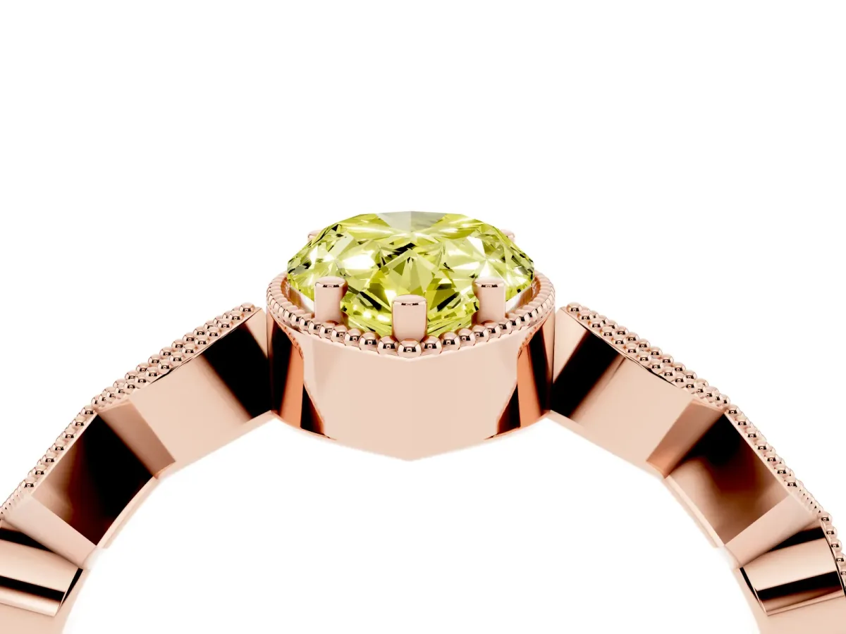 Fancy Yellow Pear Cut Milgrain Marquise Diamond Twist Band Ring Rose gold