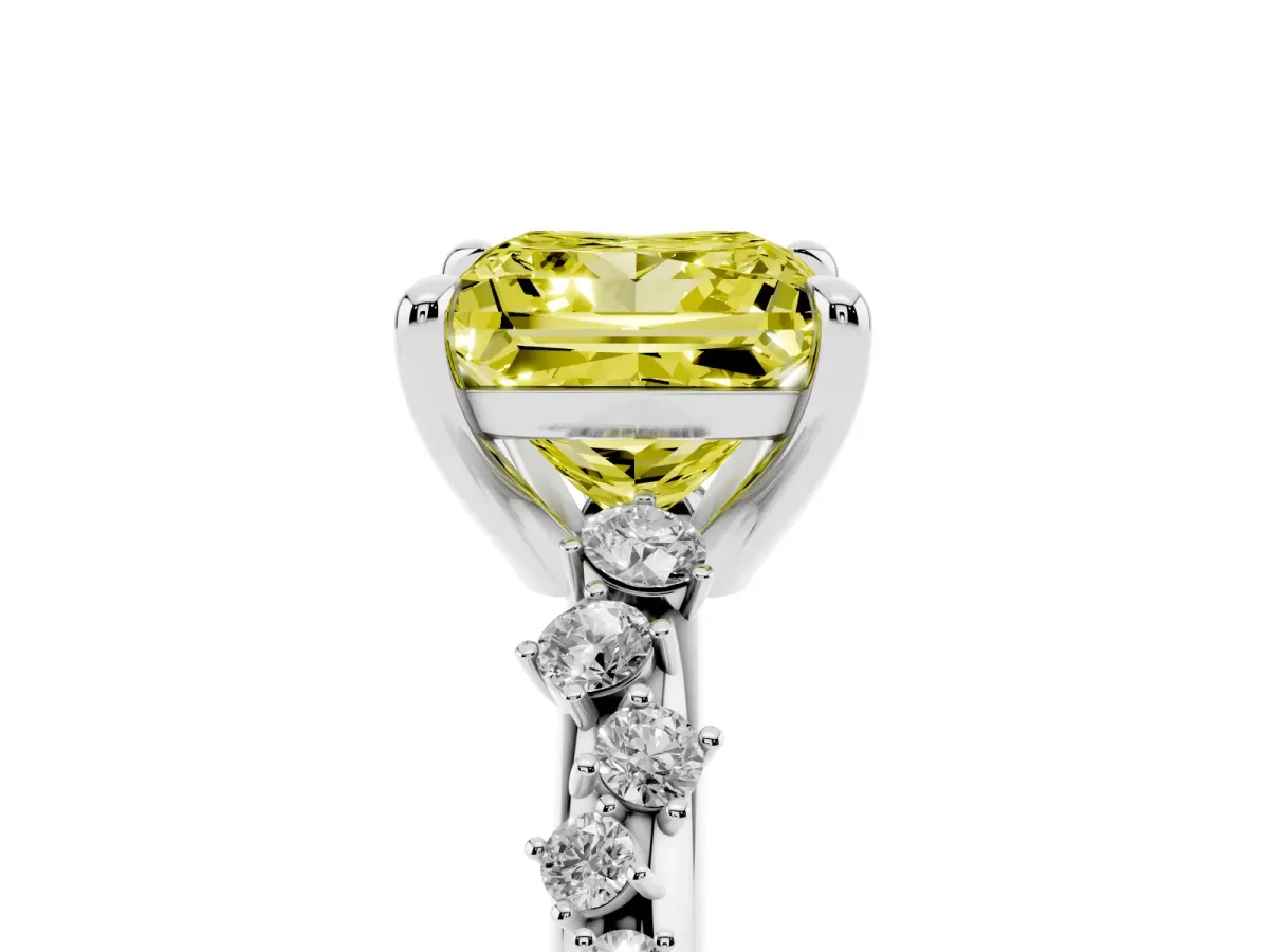 Fancy Yellow Princess Cut Cut Diamond Vine Band with Four-Prong Setting Silver