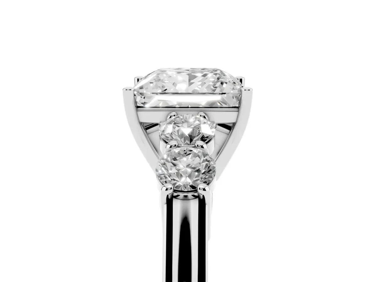 Princess Cut Cut Diamond Five-Stone Prong Set White Gold Ring Platinum