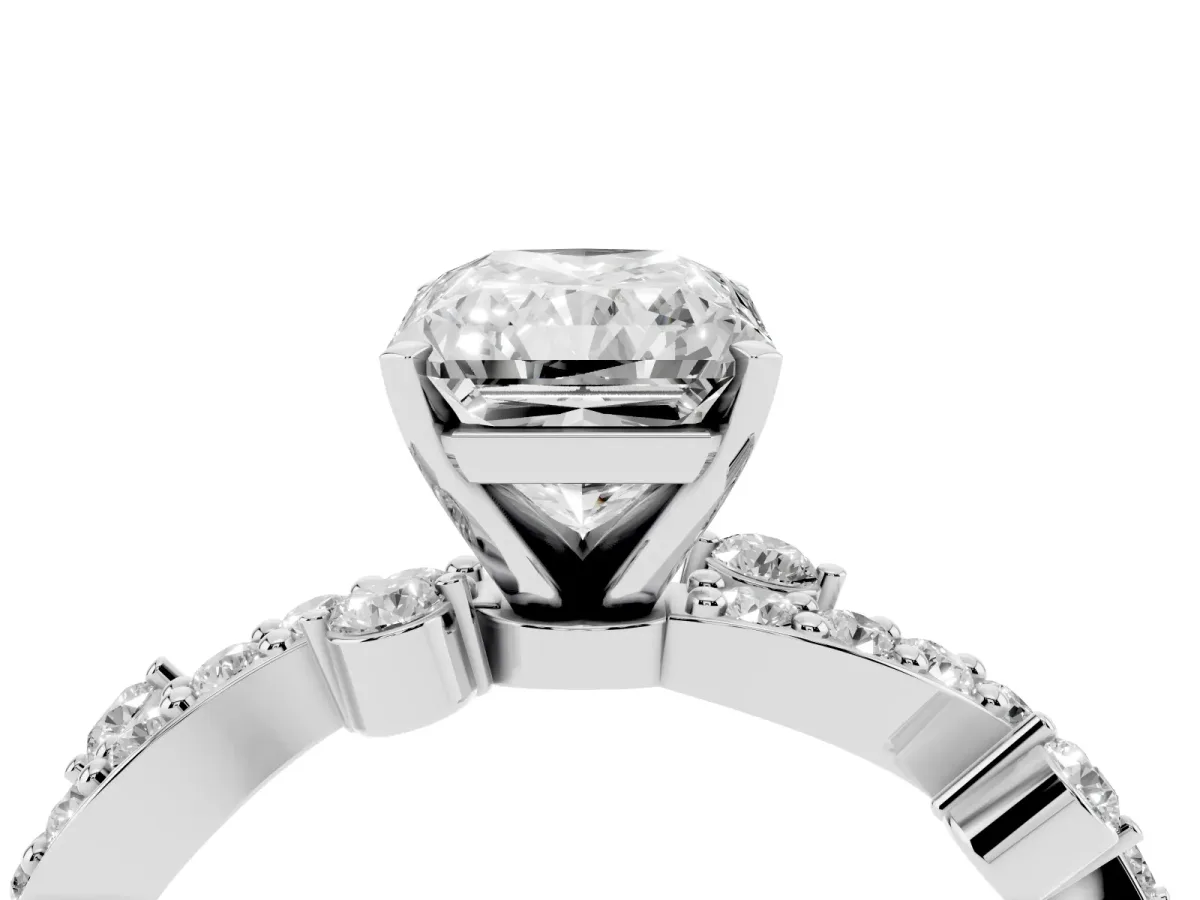 Radiant Cut Cut Solitaire Diamond Twisted Band with Pave Setting Platinum