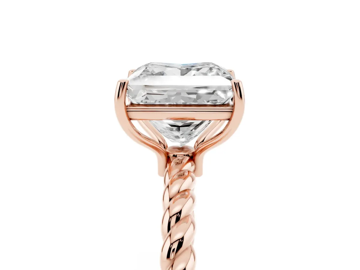 Princess Cut Solitaire Twisted Band 4-Prong Ring Rose gold