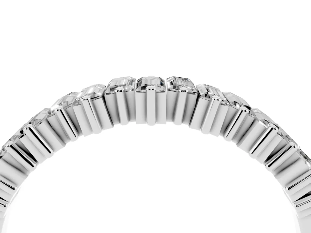 Baguette Diamond Half Eternity Ring with Prong Setting Platinum