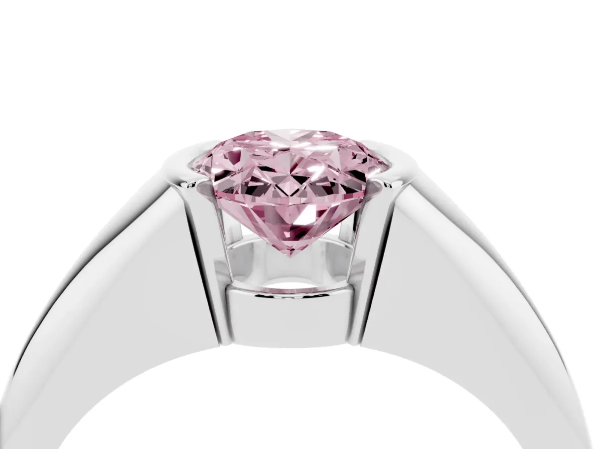 Fancy Pink Oval Cut Solitaire Tension Set Diamond Ring Silver