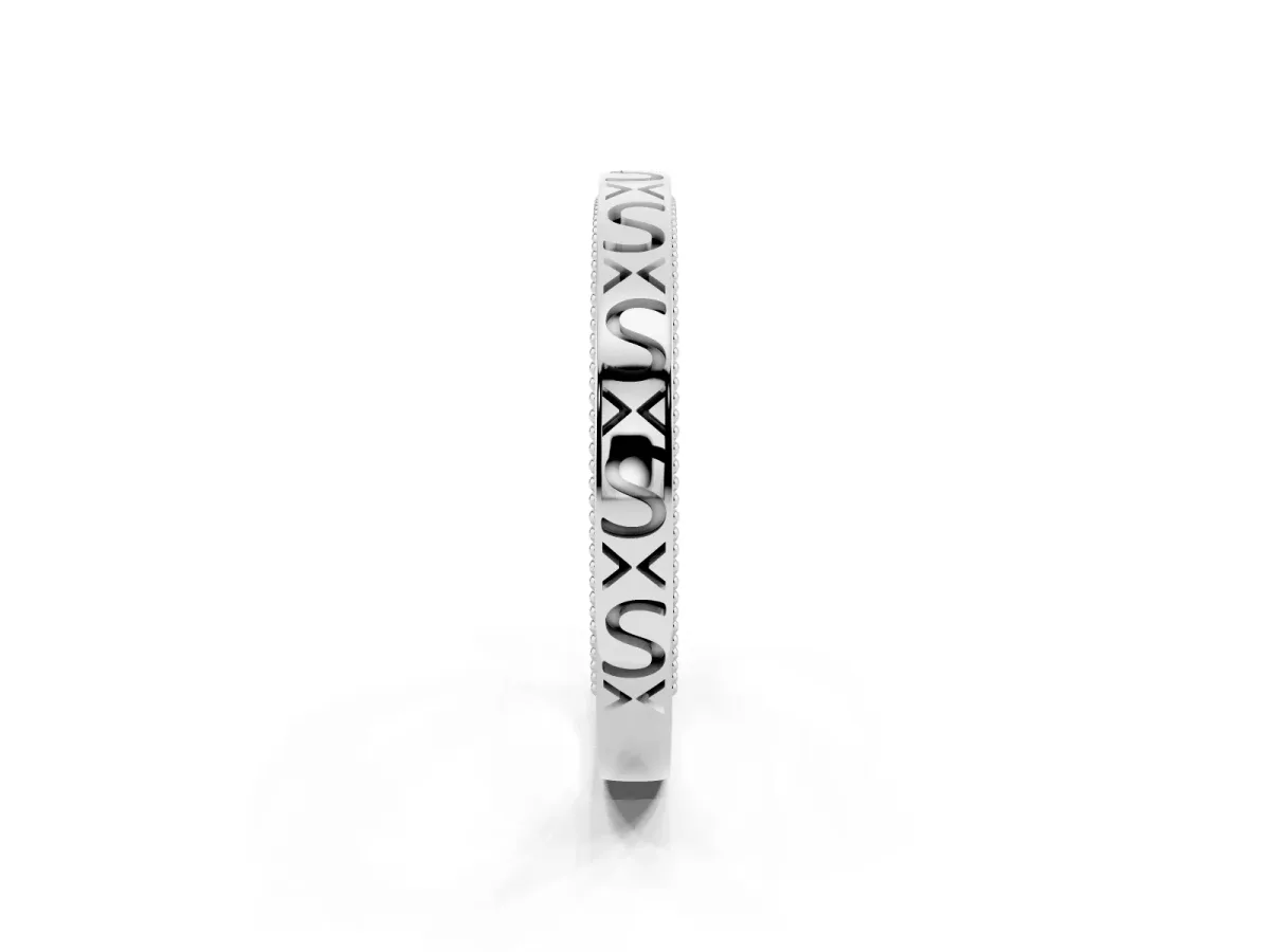Vintage Engraved Milgrain Band Silver