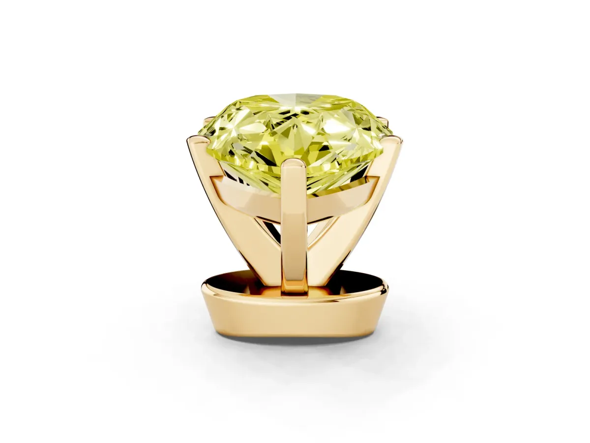 Fancy Yellow Pear Cut Diamond Solitaire Ring with Prong Setting and Classic Band Yellow gold