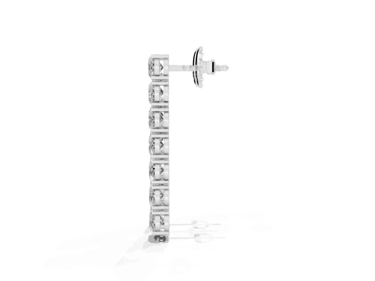 Oval Diamond Huggie Hoop Earrings Platinum