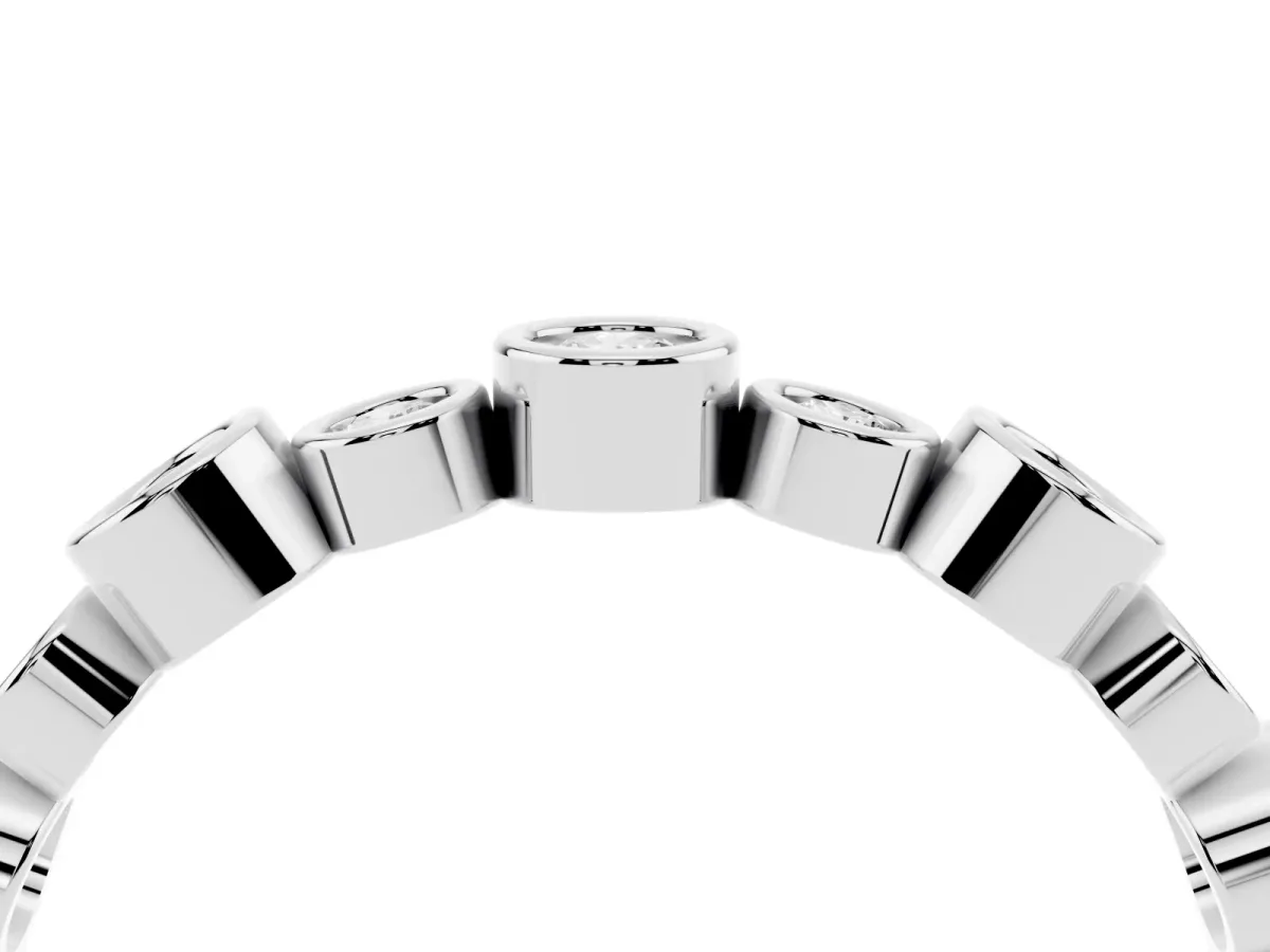 Bezel Set Round Diamond Half Eternity Band Platinum