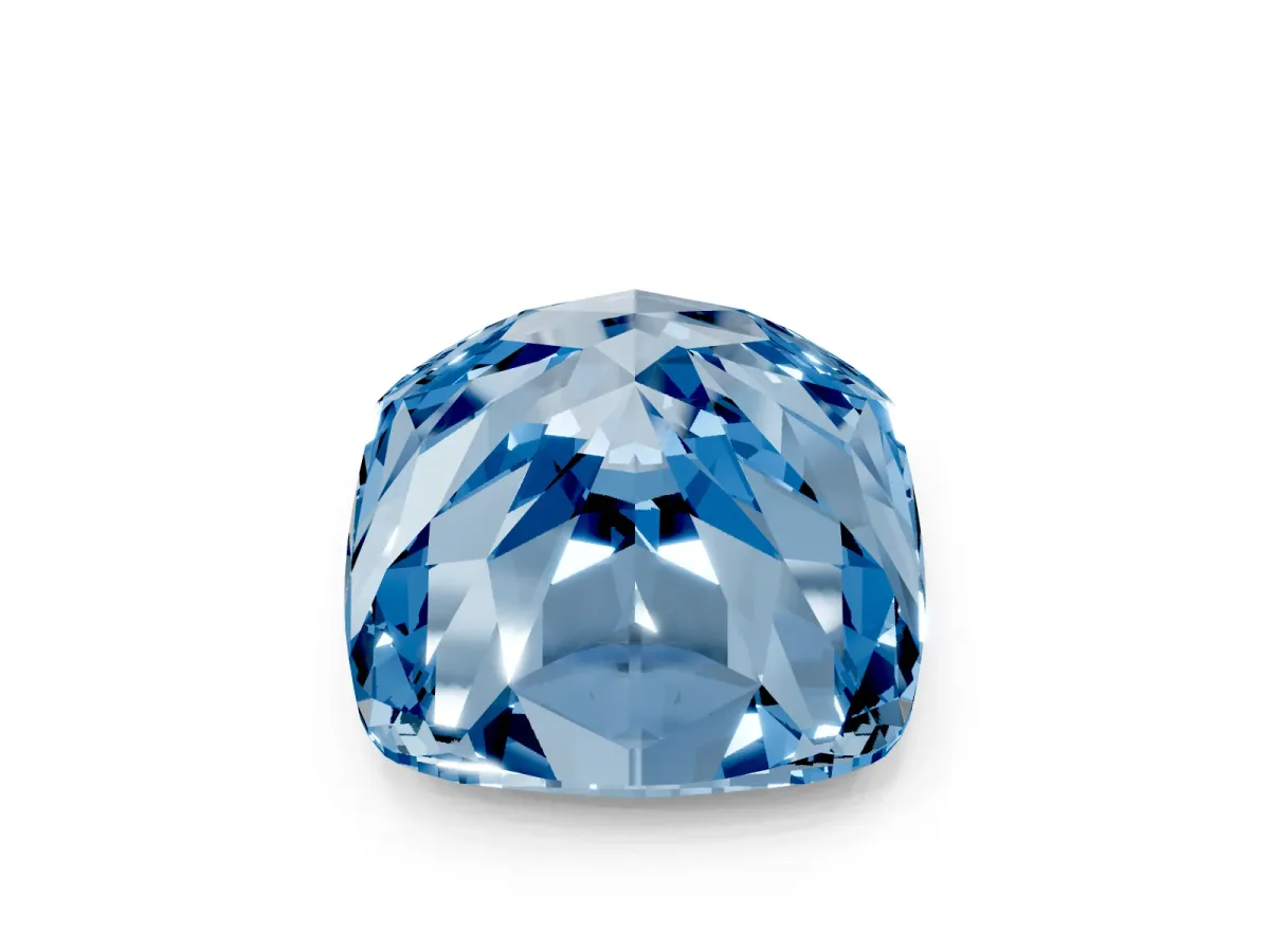 Fancy Blue Cushion Cut Solitaire Engagement Ring with Cathedral Band and Four-Prong Setting Rose gold