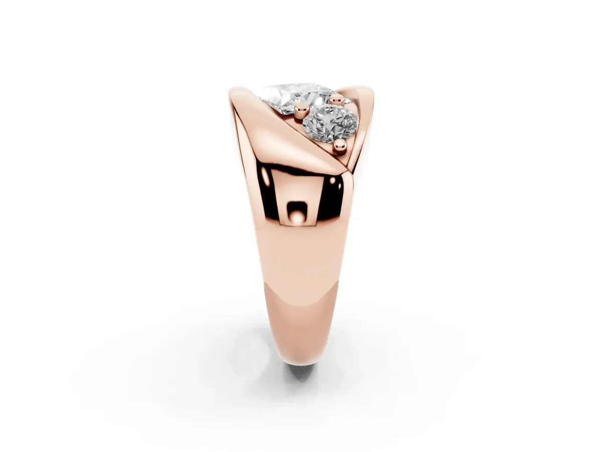 Channel Set Princess Cut Diamond Crossover Band Rose gold