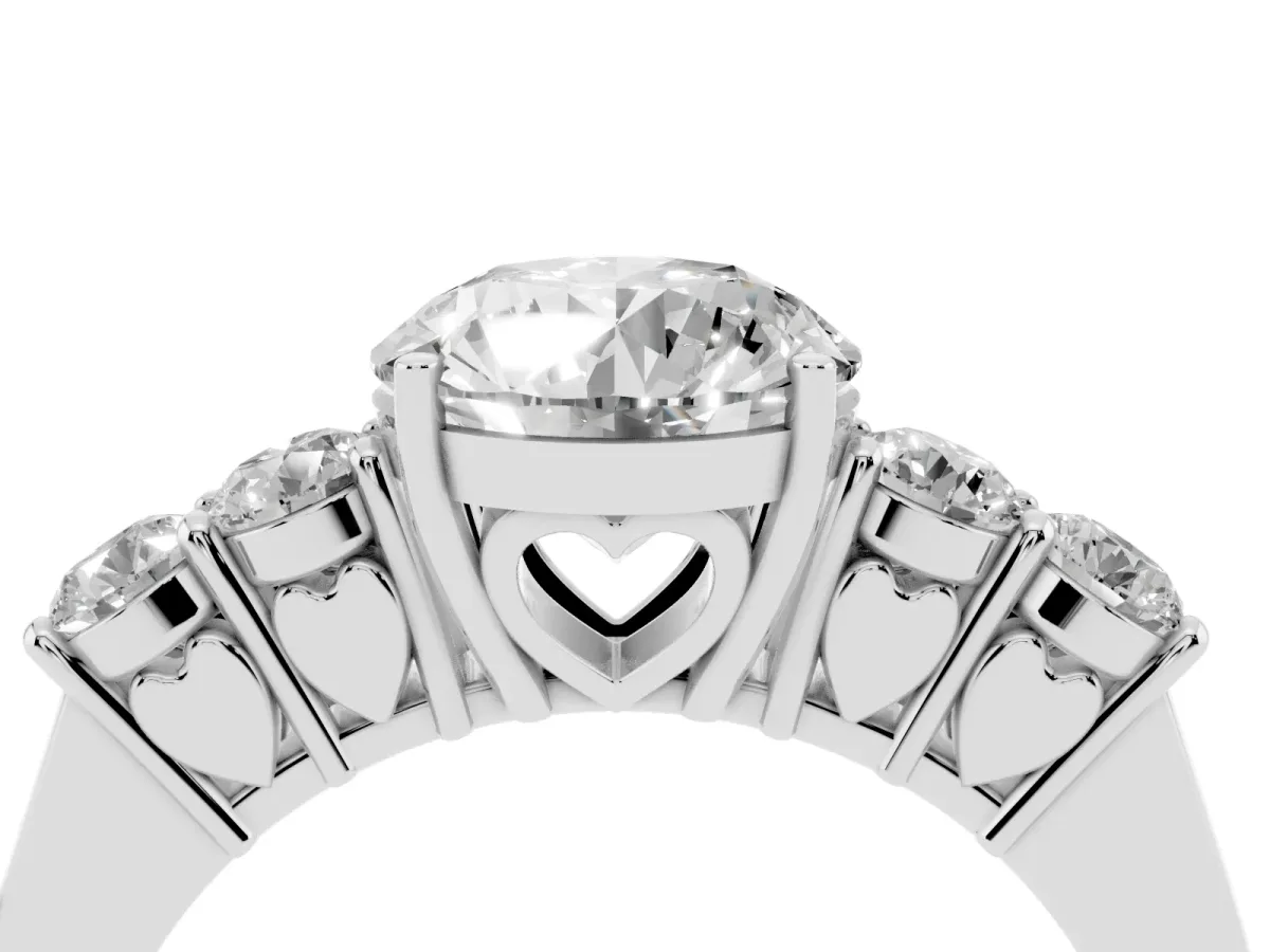 Round Cut Cut Diamond Five-Stone Prong Set White Gold Ring White gold