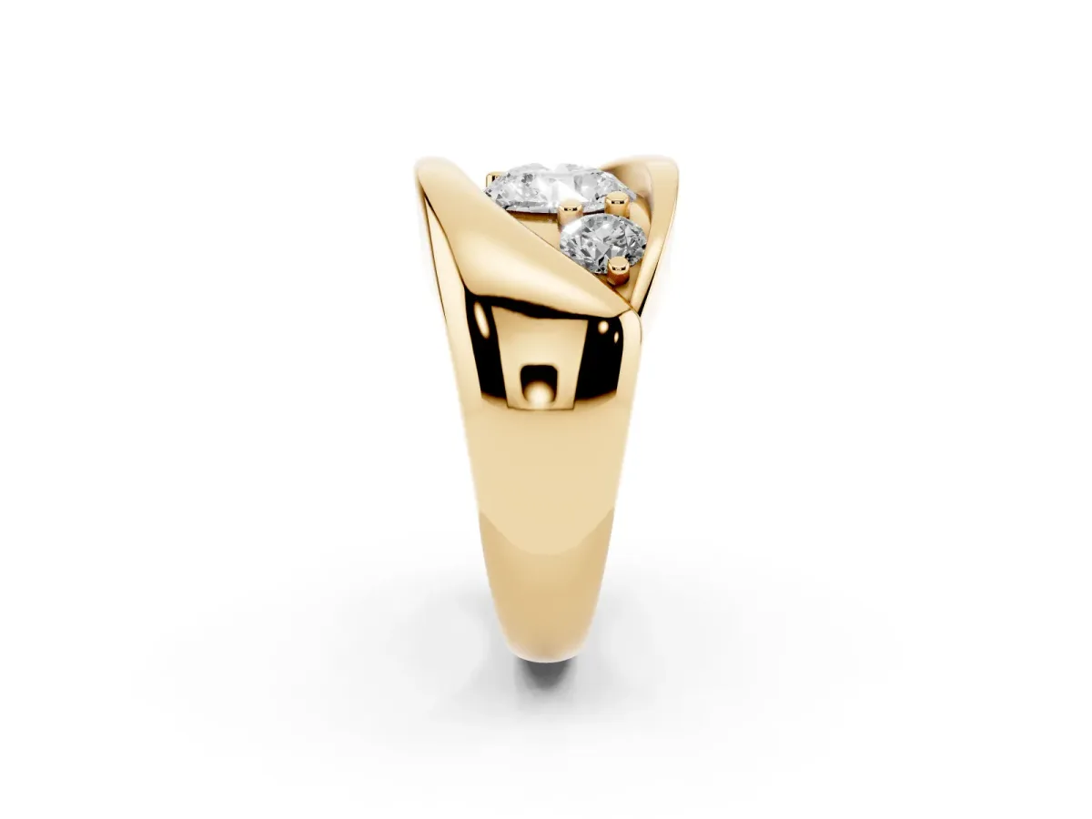 Channel Set Heart Cut Diamond Crossover Band Yellow gold