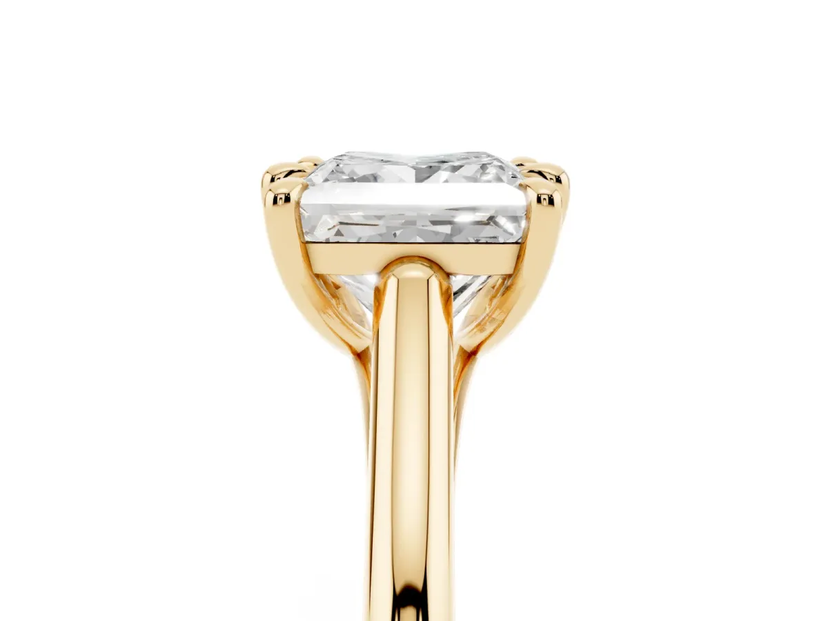 Princess Cut Solitaire Engagement Ring with Six-Prong Setting and Classic Band Yellow gold