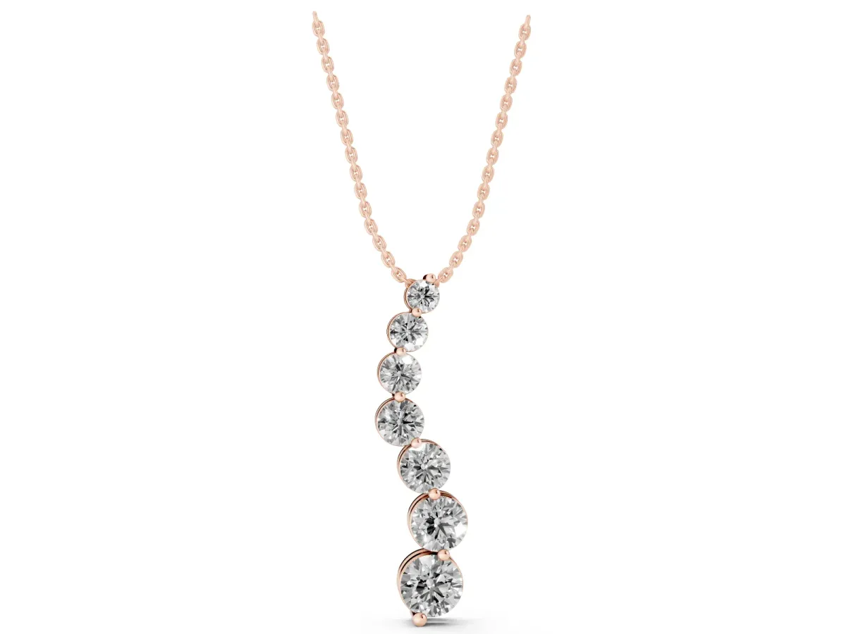 Graduated Round Prong-Set Diamond Pendant Rose gold