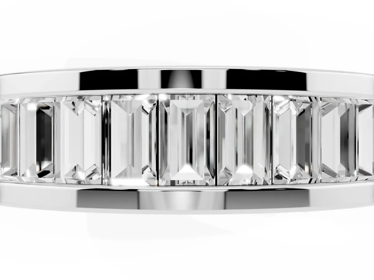baguette Cut eternity band with channel set Silver