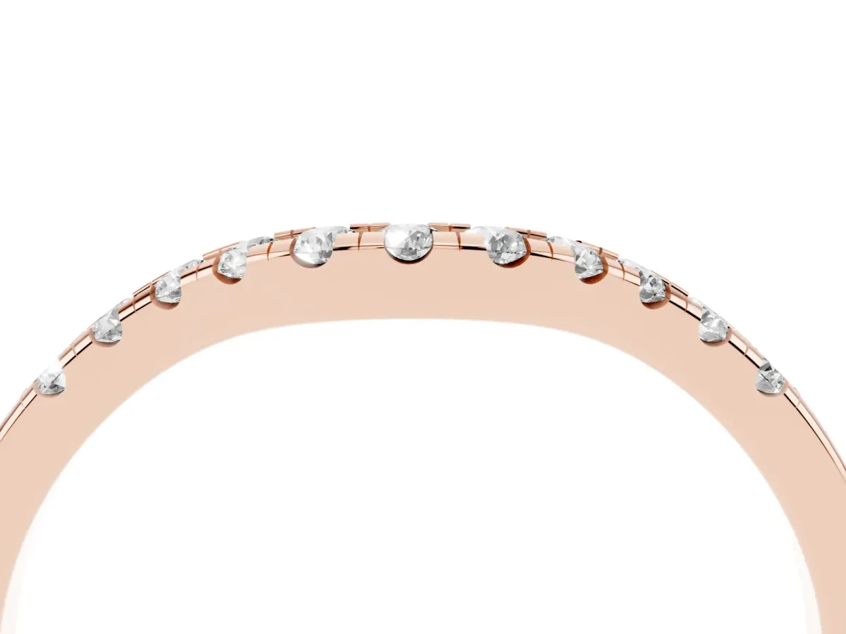Round Diamond Curved Pavé Wedding Band Rose gold