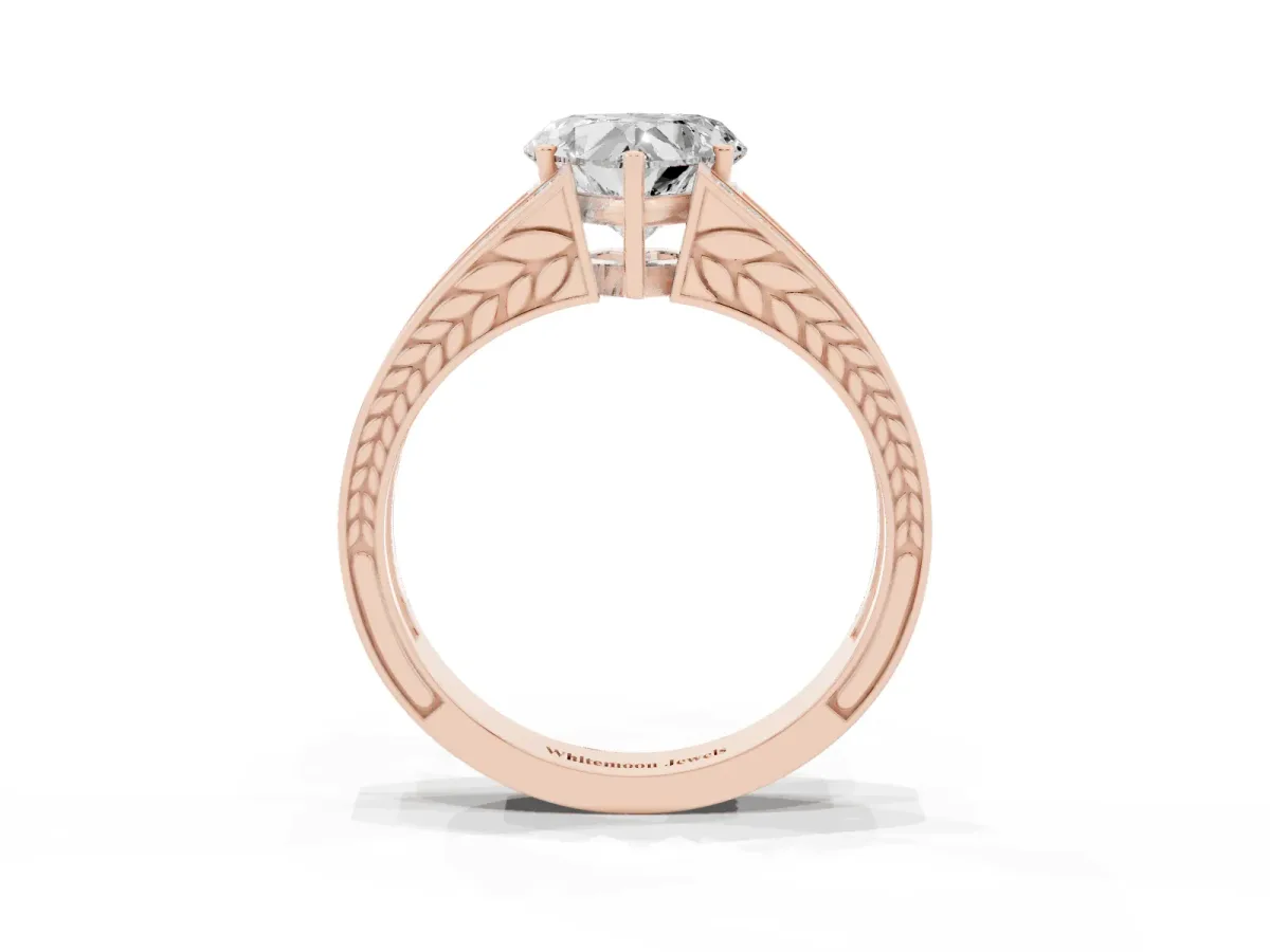 Heart Cut Diamond Split Shank Ring with Pavé Band and Four-Prong Setting Rose gold