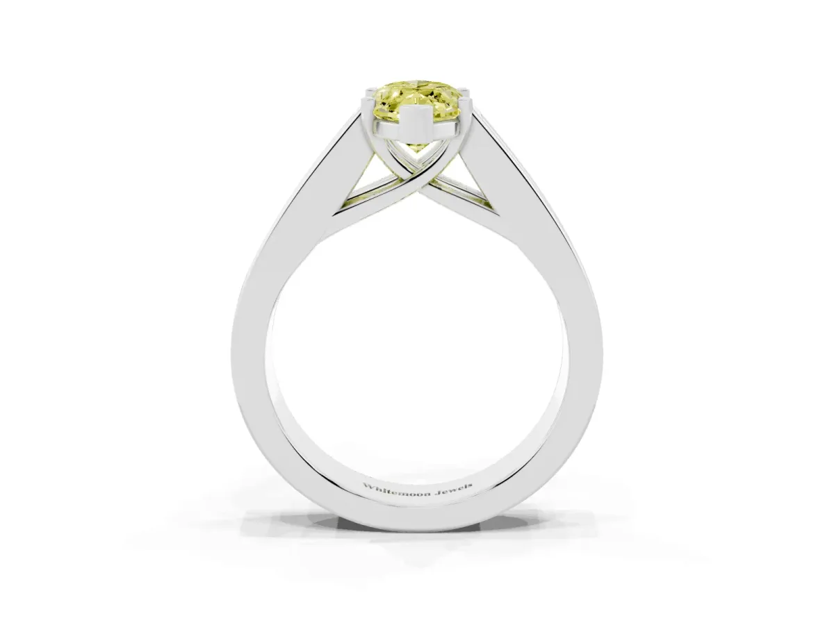 Fancy Yellow Marquise Cut Cut Channel Set Solitaire Ring with Four-Prong Setting Silver