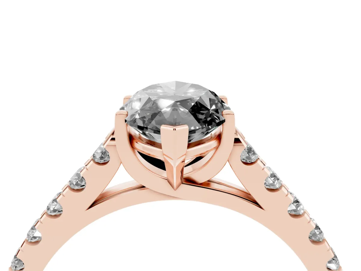 Fancy Black Marquise Cut Diamond Pavé Band Solitaire Ring with Prong Setting Rose gold