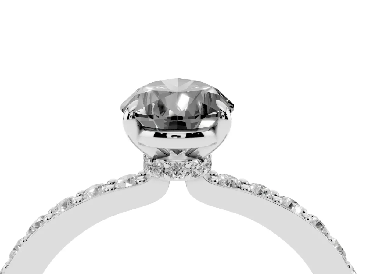 Fancy Black Pear Cut Diamond Pavé Engagement Ring with Round Accents and Prong Setting Silver