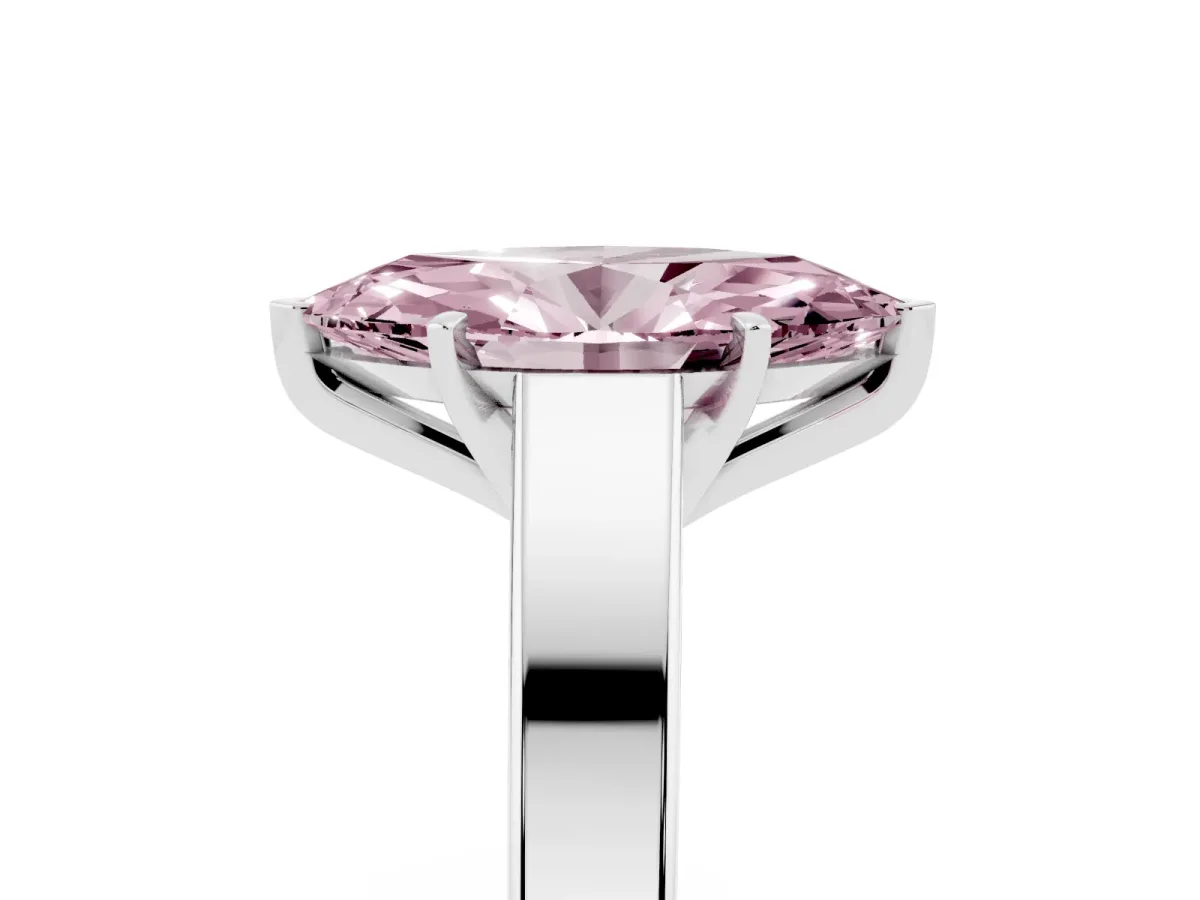 Fancy Pink Marquise Cut Solitaire Engagement Ring with Four-Prong Setting and Tapered Band White gold