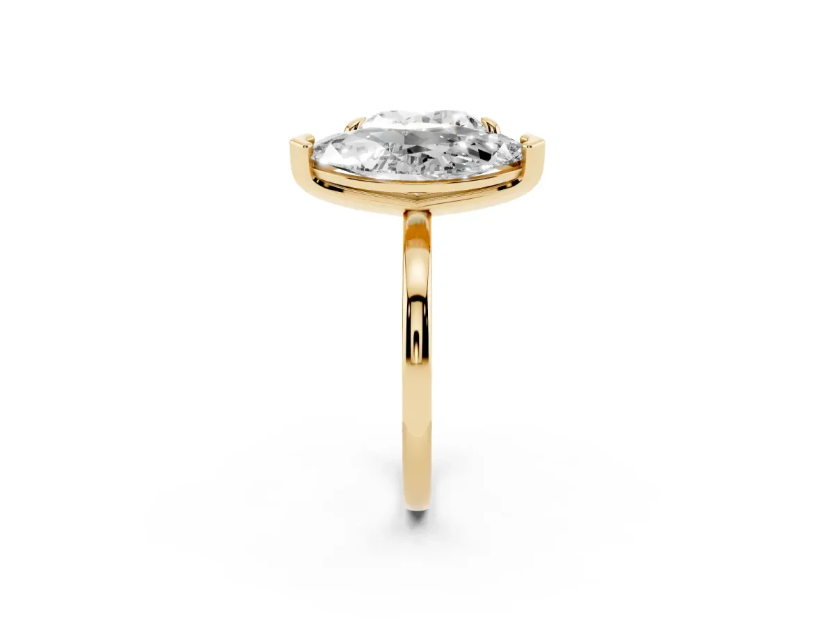 Heart and Marquise Toi Moi Ring with Prong Setting and Micro Pave Band Yellow gold