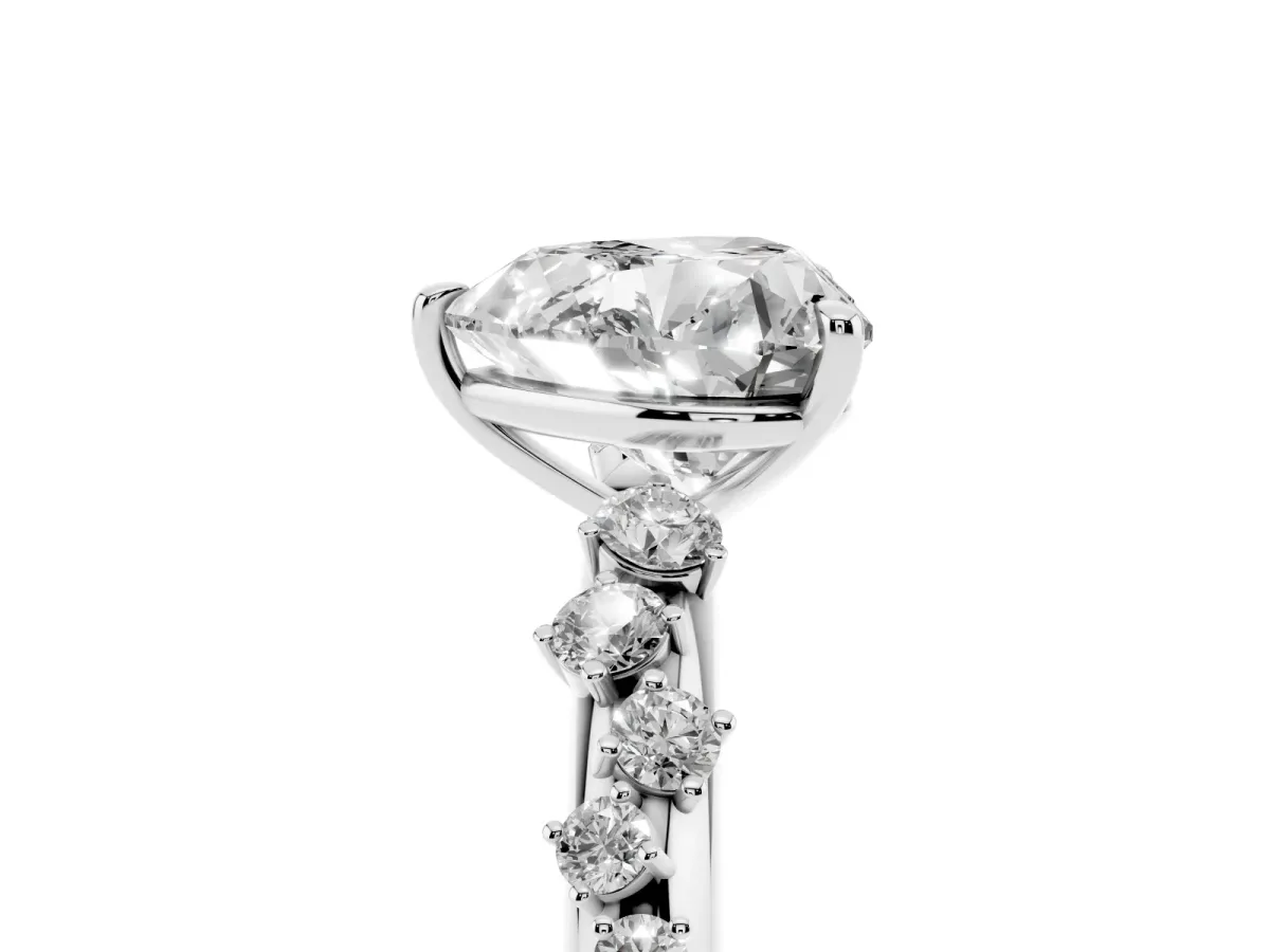 Heart Cut Diamond Cluster Prong-Set Solitaire Ring Platinum