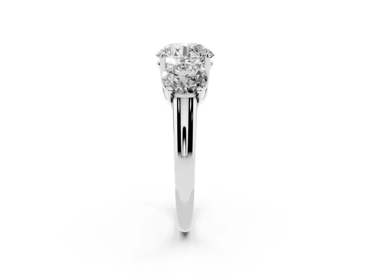 Three-Stone Round Cut Diamond Engagement Ring with Prong Setting Silver