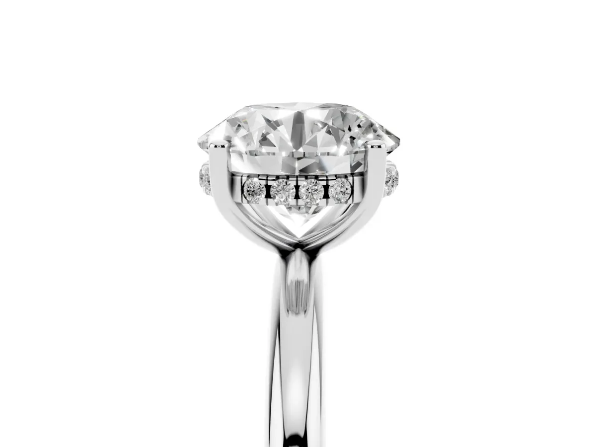 Round Cut Cut Solitaire Engagement Ring with Four-Prong Setting and Classic Band White gold