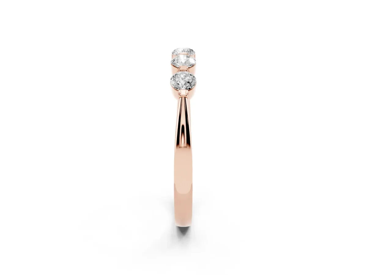 Five-Stone Round Cut Diamond Prong-Set Half Eternity Band Rose gold