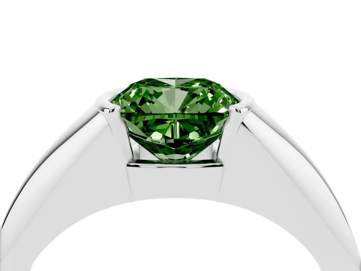 Fancy Green Cushion Cut Solitaire Tension Set Diamond Ring Platinum
