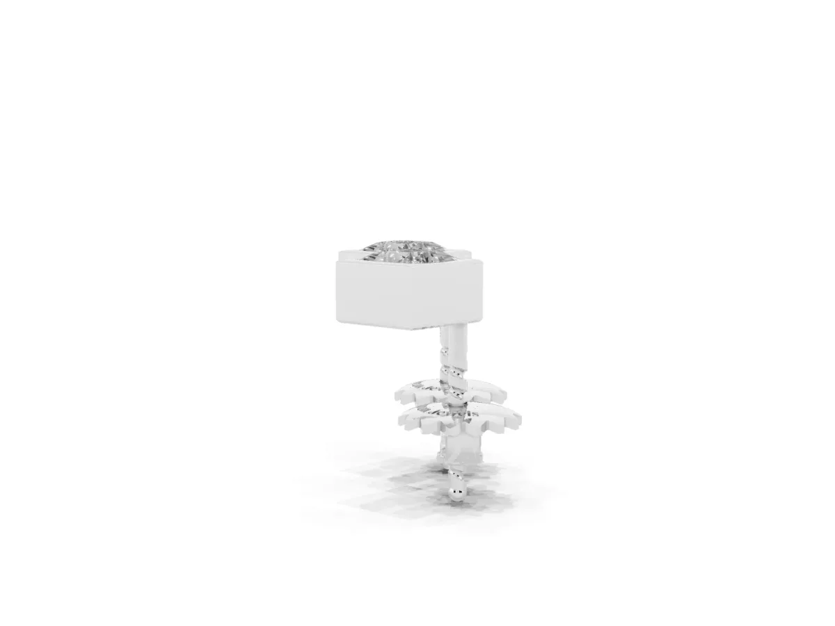 Princess Cut Bezel Set Diamond Stud Earrings White gold